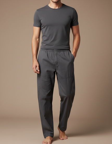 Pantalon Parachute Gris Coton Ample Décontracté Homme