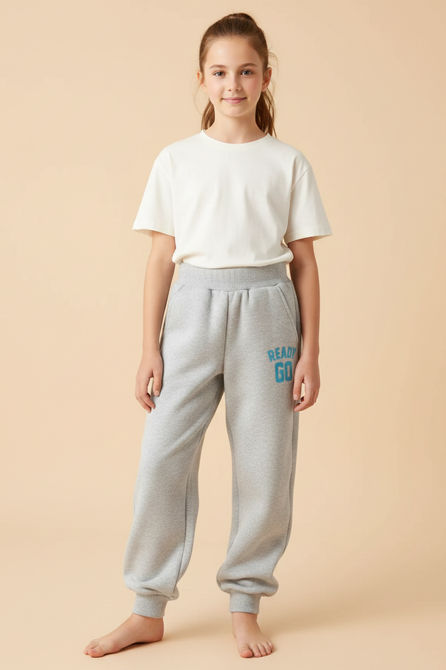 Pantalon Parachute Gris Ample Molletonné Enfant Décontracté