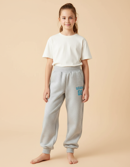 Pantalon Parachute Gris Ample Molletonné Enfant Décontracté