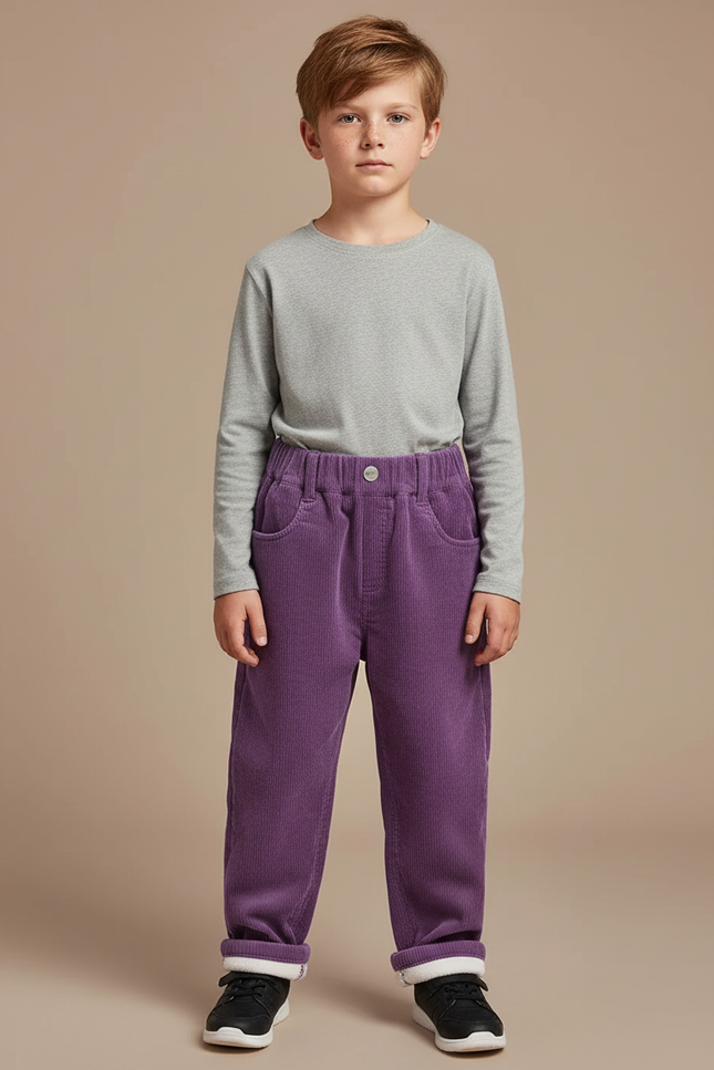 Pantalon Parachute Violet Côtelé Ample Élastiqué Enfant - Cordé