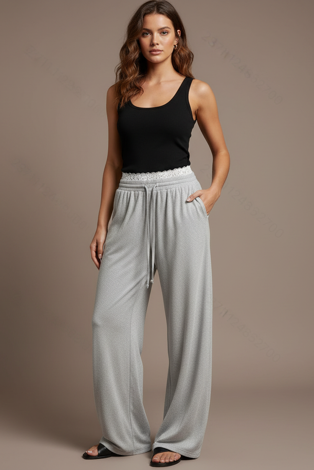 Pantalon Parachute Gris Ample Décontracté Fluide Confortable - Molleton