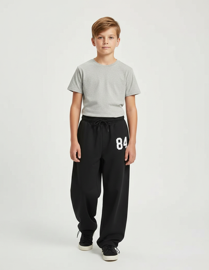 Pantalon Parachute Noir Ample Unisexe 84 - Molleton