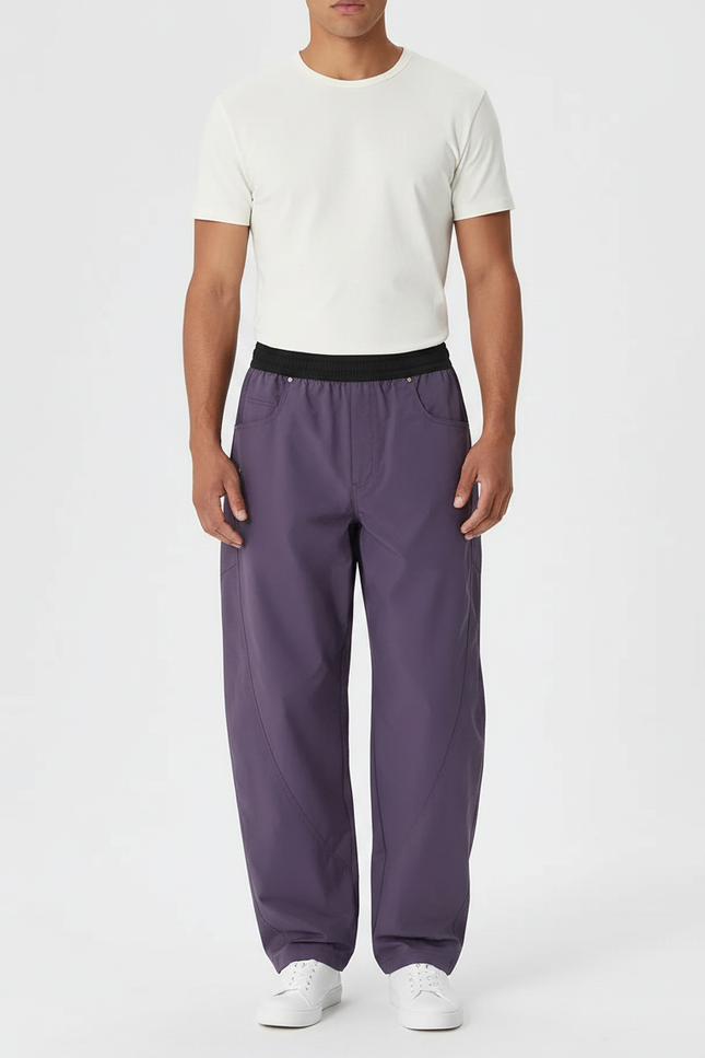 Pantalon Parachute Violet Ample Imperméable Unisexe Sport - Polyester