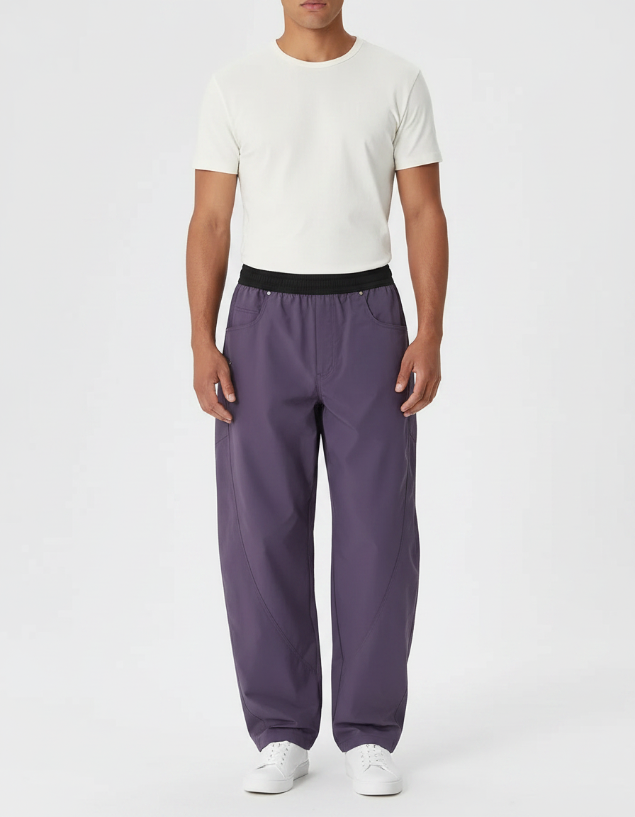 Pantalon Parachute Violet Ample Imperméable Unisexe Sport - Polyester
