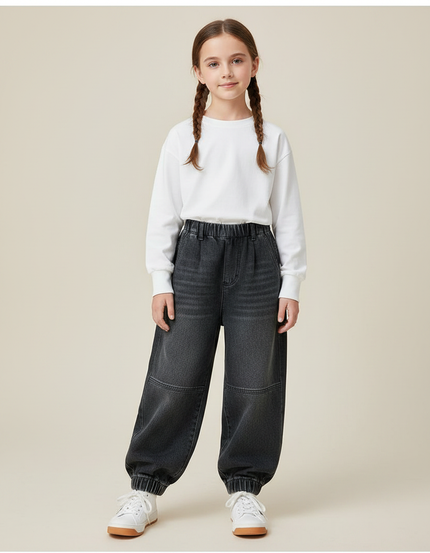 Pantalon Parachute Noir Ample Denim Enfant - Jean