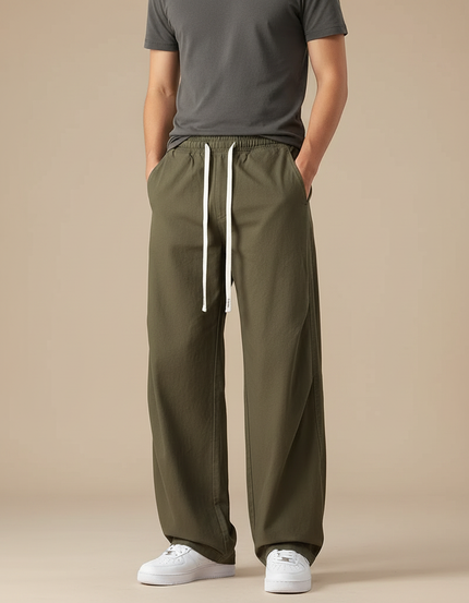 Pantalon Parachute Homme Kaki Baggy - Toile