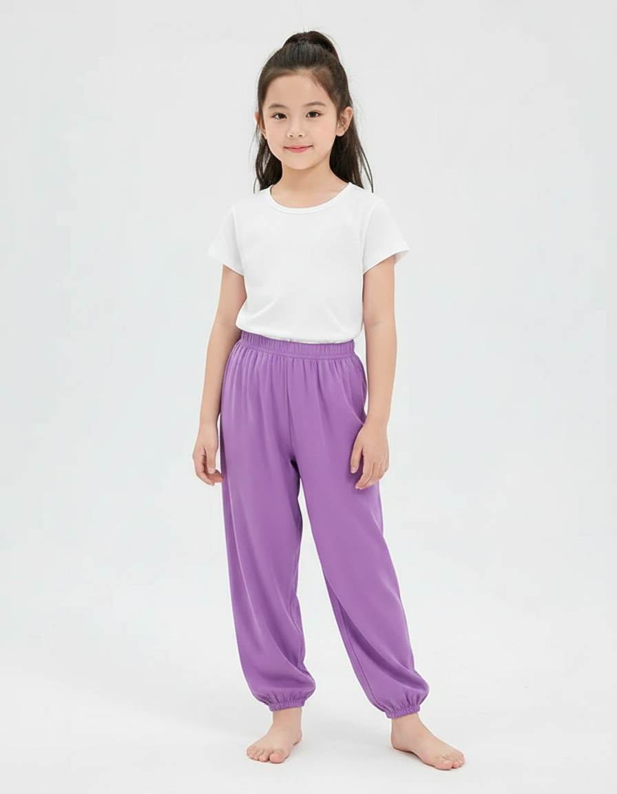 Pantalon Parachute Violet Fluide Ample Fille - Viscose