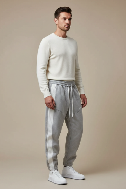 Pantalon Parachute Gris Jogging Ample Sport Homme - Molleton