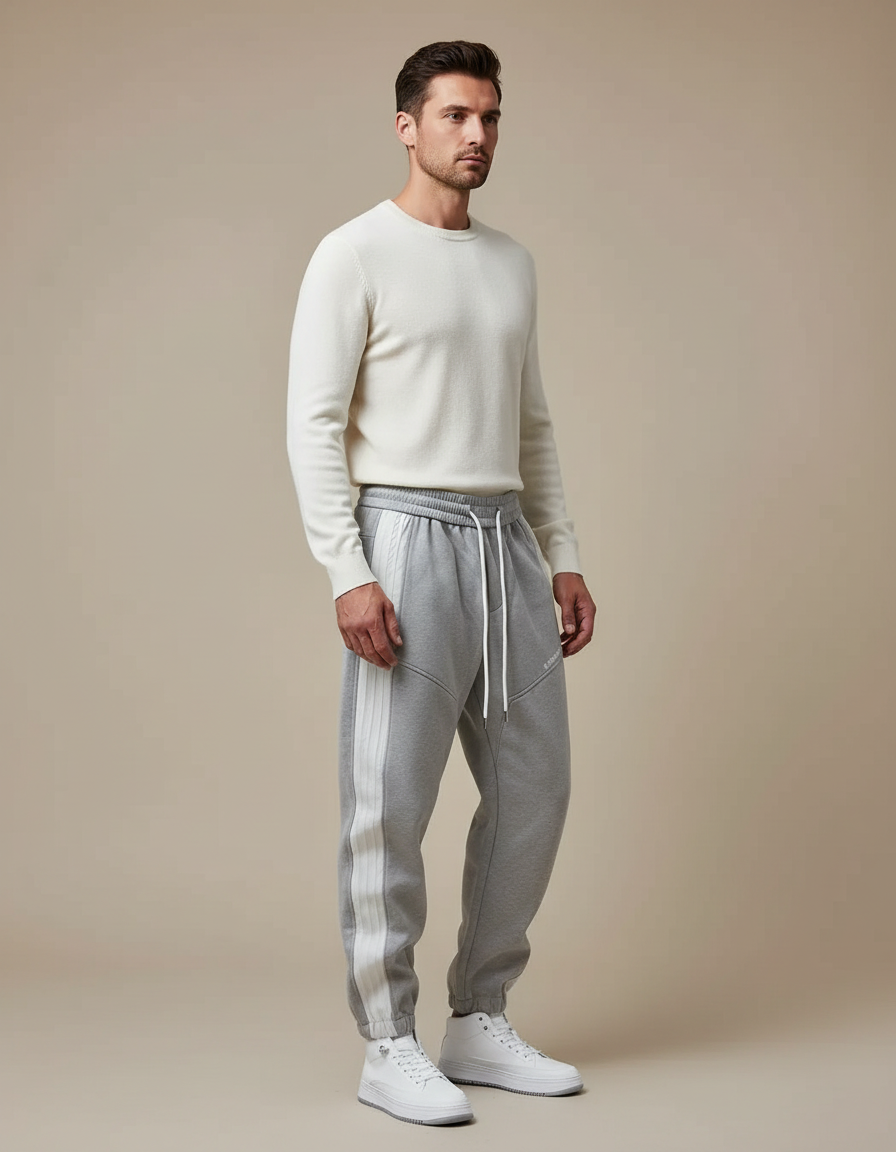 Pantalon Parachute Gris Jogging Ample Sport Homme - Molleton