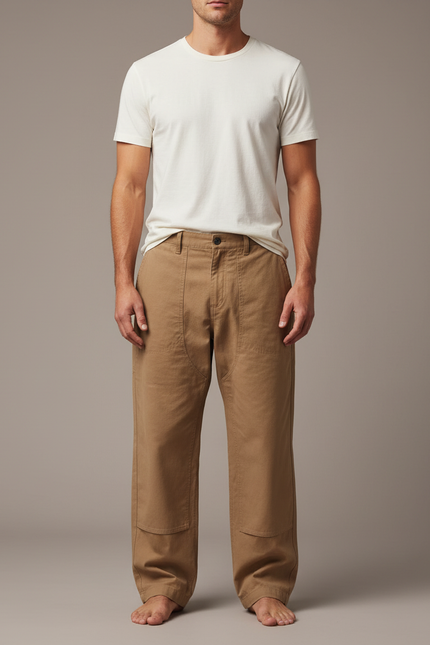 Pantalon Parachute Kaki Ample Toile Homme Décontracté
