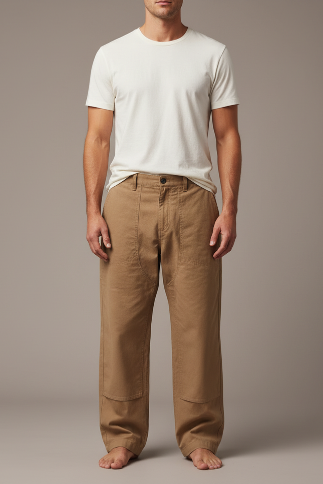 Pantalon Parachute Kaki Ample Toile Homme Décontracté
