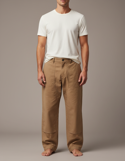 Pantalon Parachute Kaki Ample Toile Homme Décontracté