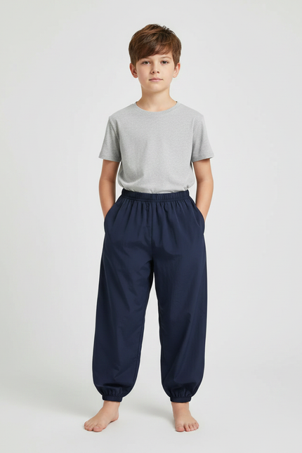 Pantalon Parachute Enfant Bleu Marine Ample Coton