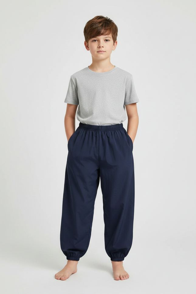 Pantalon Parachute Enfant Bleu Marine Ample Coton