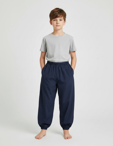 Pantalon Parachute Enfant Bleu Marine Ample Coton