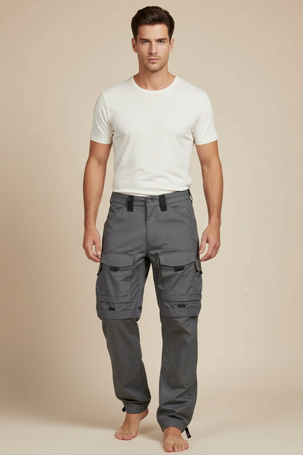 Pantalon Parachute Gris Tactique Ample Résistant Homme - Polyester