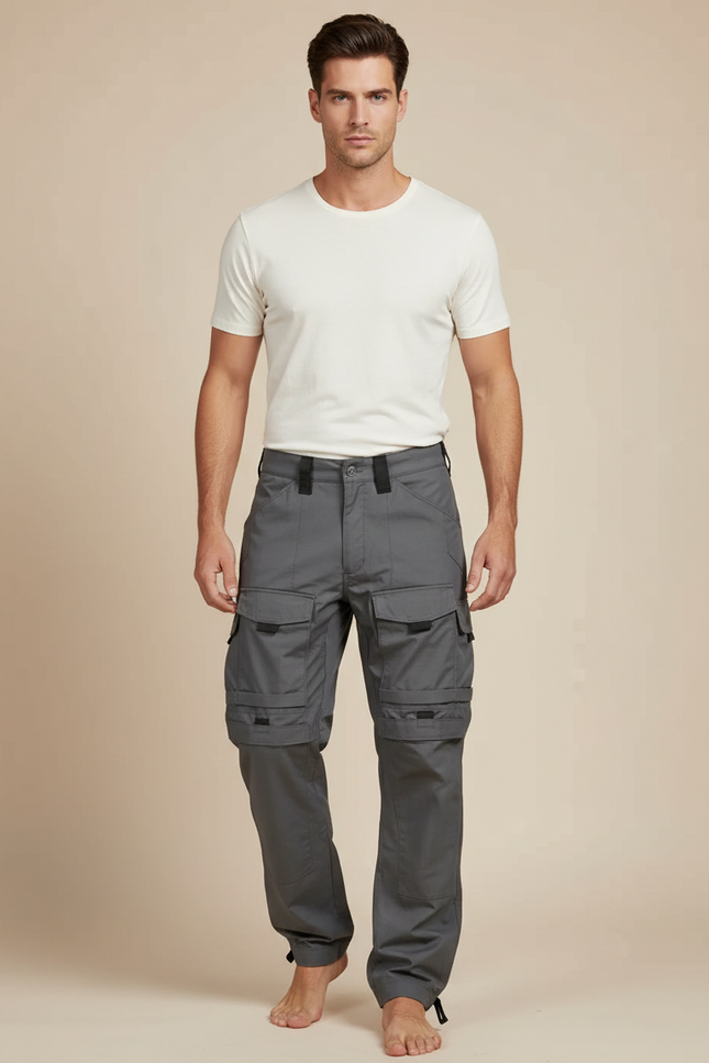 Pantalon Parachute Gris Tactique Ample Résistant Homme - Polyester