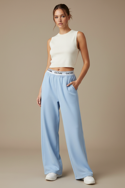 Pantalon Parachute Bleu Ciel Ample Confortable CULTURE - Molleton