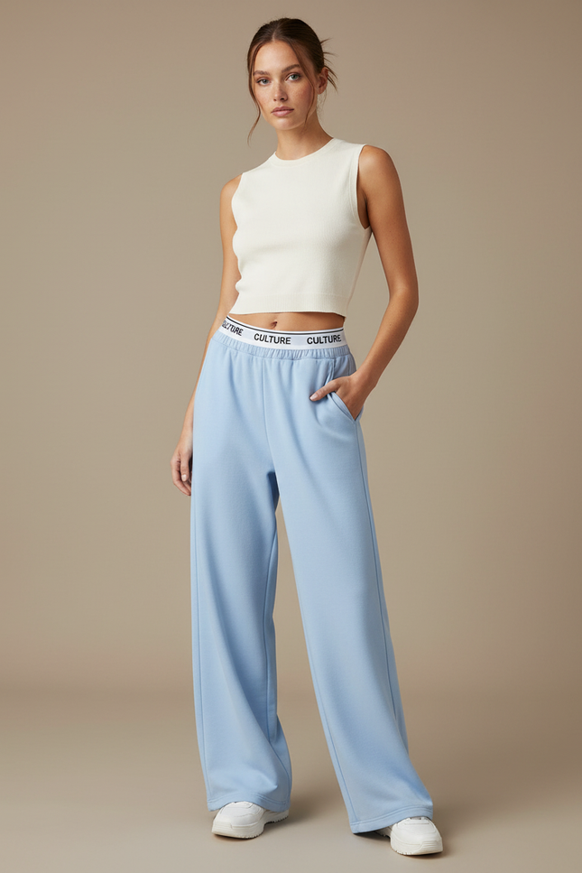 Pantalon Parachute Bleu Ciel Ample Confortable CULTURE - Molleton