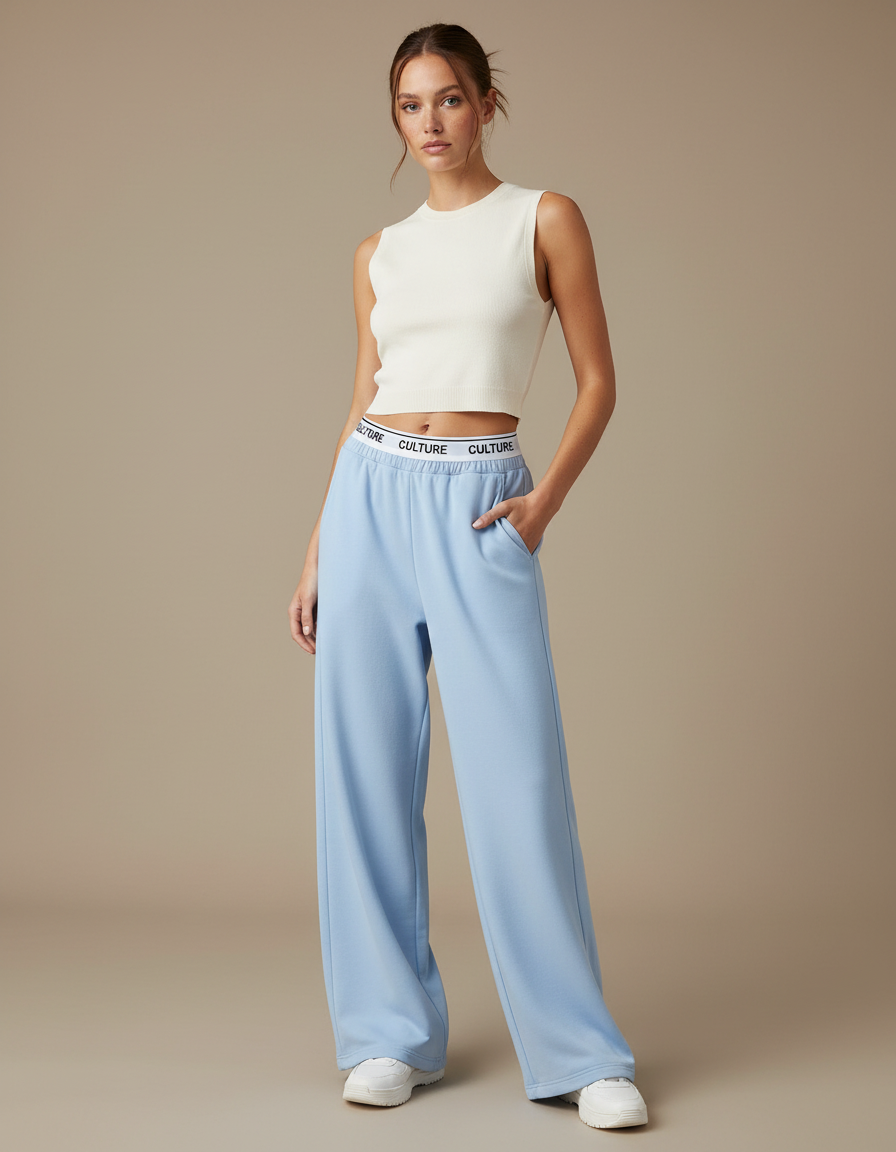 Pantalon Parachute Bleu Ciel Ample Confortable CULTURE - Molleton