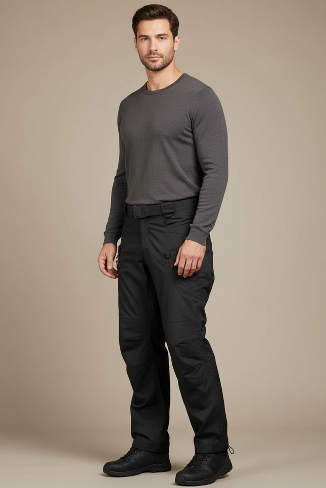 Pantalon Parachute Homme Noir Cargo Nylon Techwear - Polyester