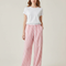 Pantalon Parachute Rose Vichy Ample Coton Fluide
