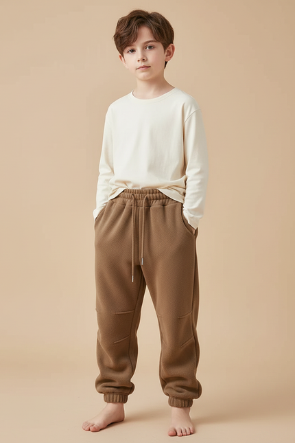 Pantalon Parachute Marron Molleton Ample Enfant Confortable