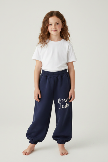 Pantalon Parachute Bleu Marine Ample Molletonné Enfant