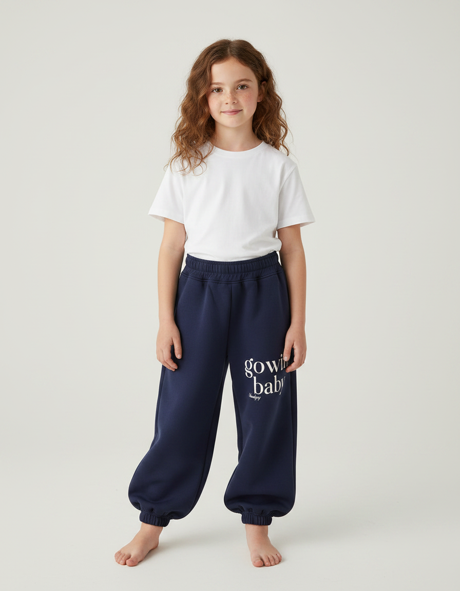 Pantalon Parachute Bleu Marine Ample Molletonné Enfant