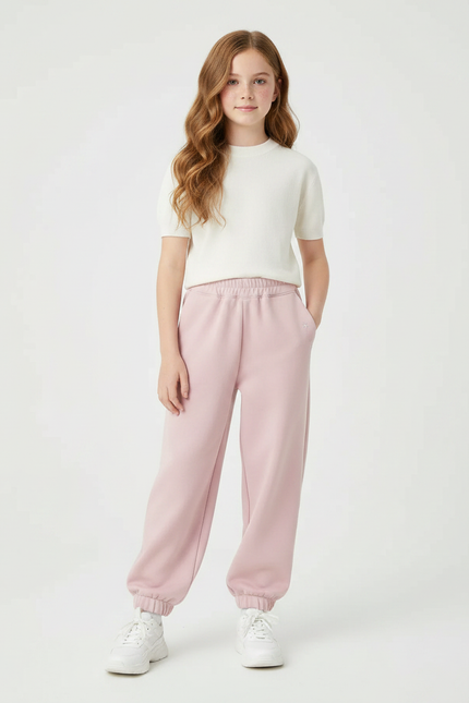 Pantalon Parachute Rose Ample Confortable Fille - Molleton