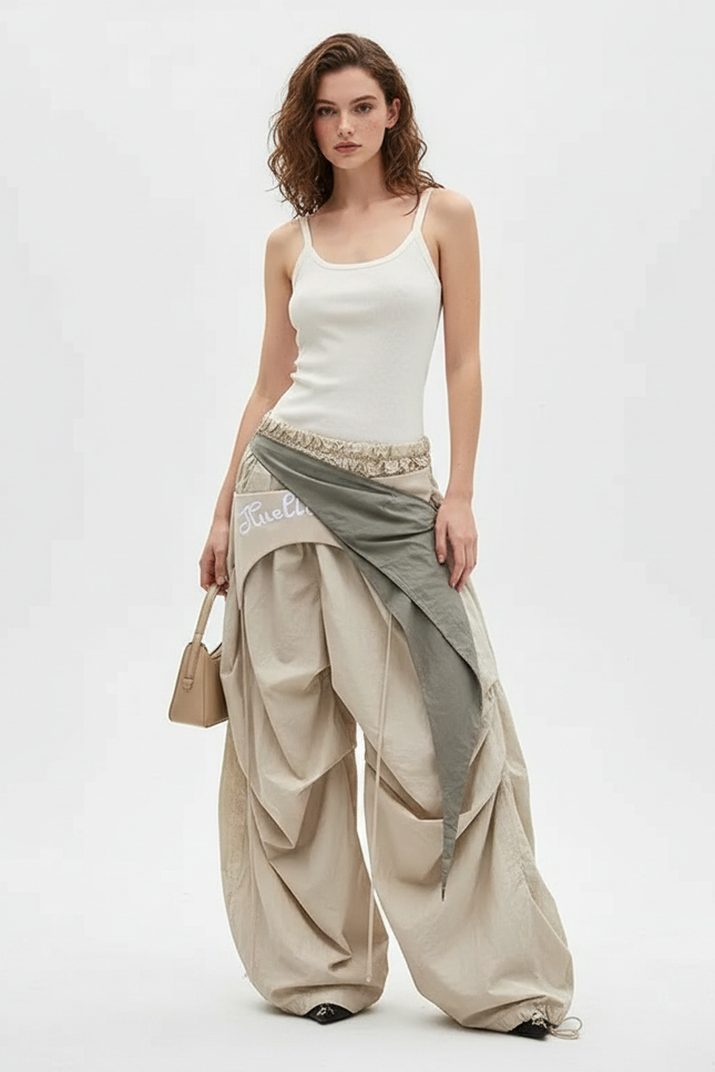 Pantalon Parachute Ado - Beige Polyester