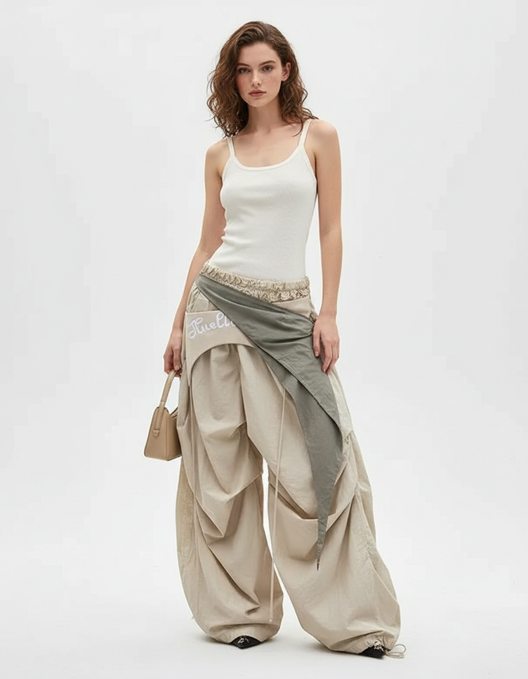 Pantalon Parachute Ado - Beige Polyester
