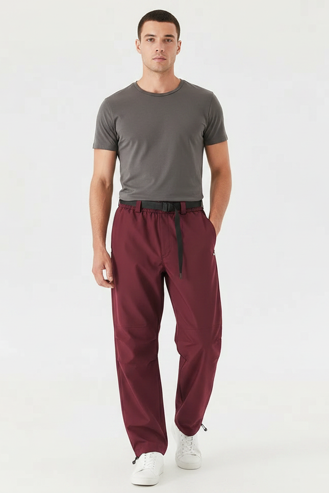 Pantalon Parachute Bordeaux Ample Sportif Homme Cordon - Polyester