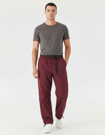 Pantalon Parachute Bordeaux Ample Sportif Homme Cordon - Polyester