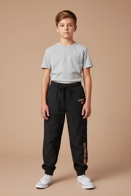 Pantalon Parachute Noir Ample Sport Garçon Décontracté - Polyester