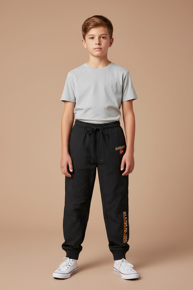 Pantalon Parachute Noir Ample Sport Garçon Décontracté - Polyester