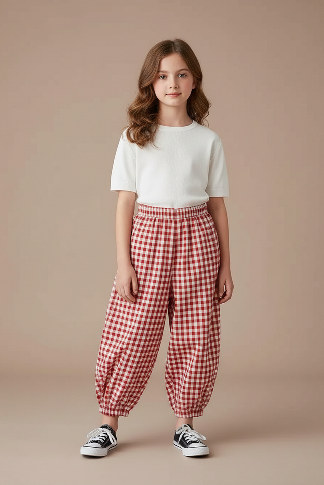 Pantalon Parachute Fille Resserré Aux Chevilles Streetwear - Imprimé Coton
