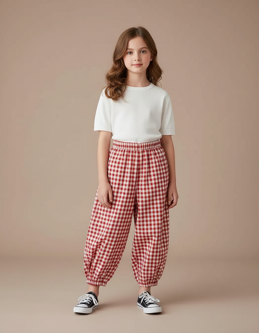 Pantalon Parachute Fille Resserré Aux Chevilles Streetwear - Imprimé Coton