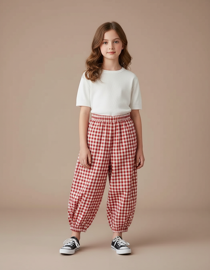 Pantalon Parachute Fille Resserré Aux Chevilles Streetwear - Imprimé Coton
