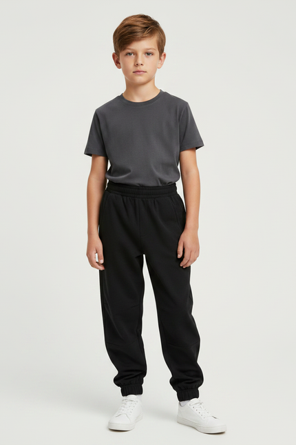 Pantalon Parachute Noir Coupe Ample Confortable Enfant - Molleton