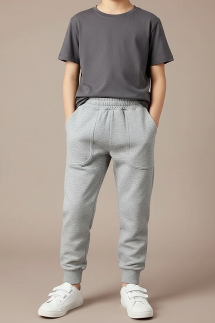 Pantalon Parachute Gris Coton Sport Enfant - Molleton