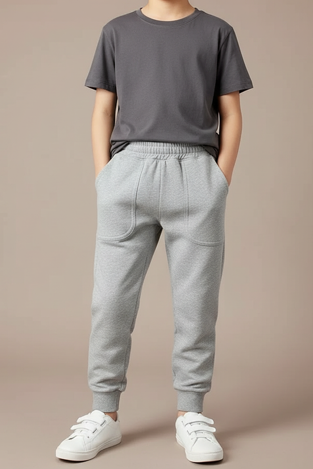 Pantalon Parachute Gris Coton Sport Enfant - Molleton
