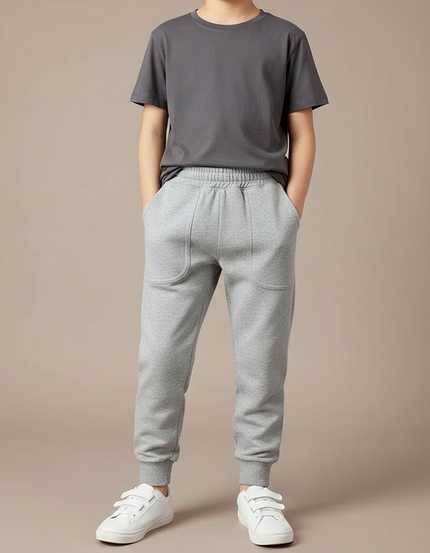 Pantalon Parachute Gris Coton Sport Enfant - Molleton