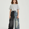 Pantalon Parachute Bicolore Denim Cargo Ample Enfant - Multicolore Jean