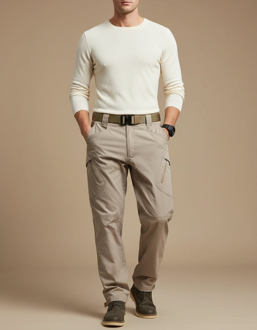 Pantalon Parachute Kaki Cargo Tactique Homme - Polyester
