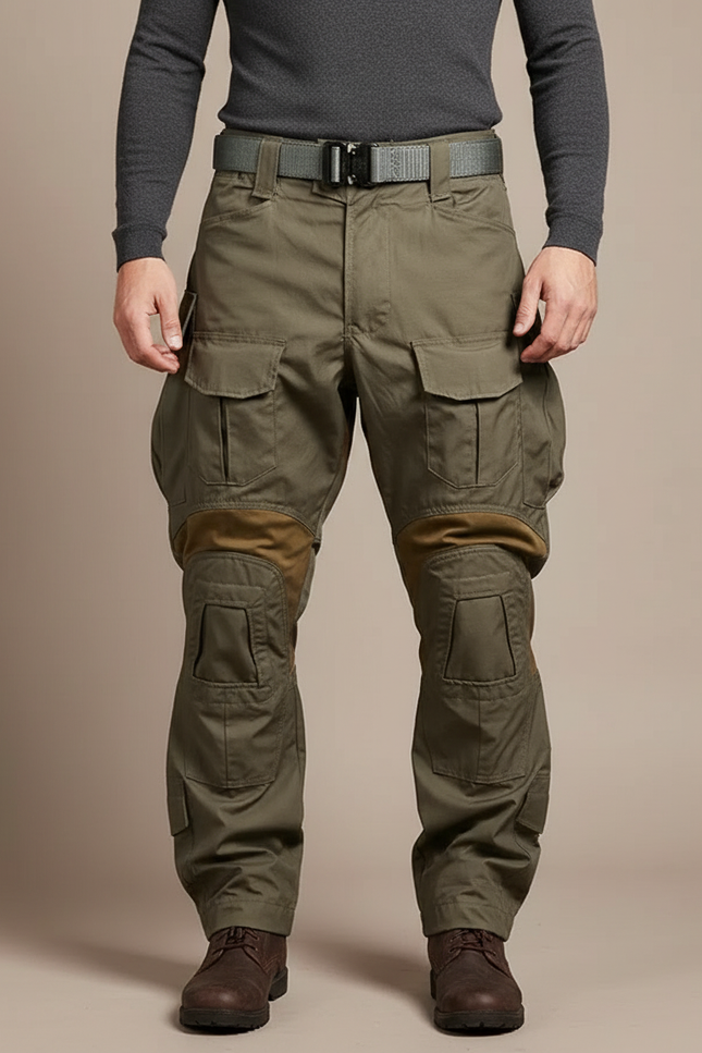 Pantalon Parachute Kaki Cargo Renforcé Tactique Homme - Toile
