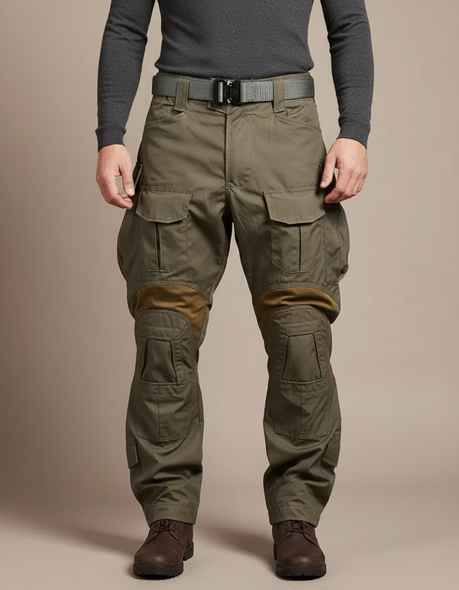 Pantalon Parachute Kaki Cargo Renforcé Tactique Homme - Toile