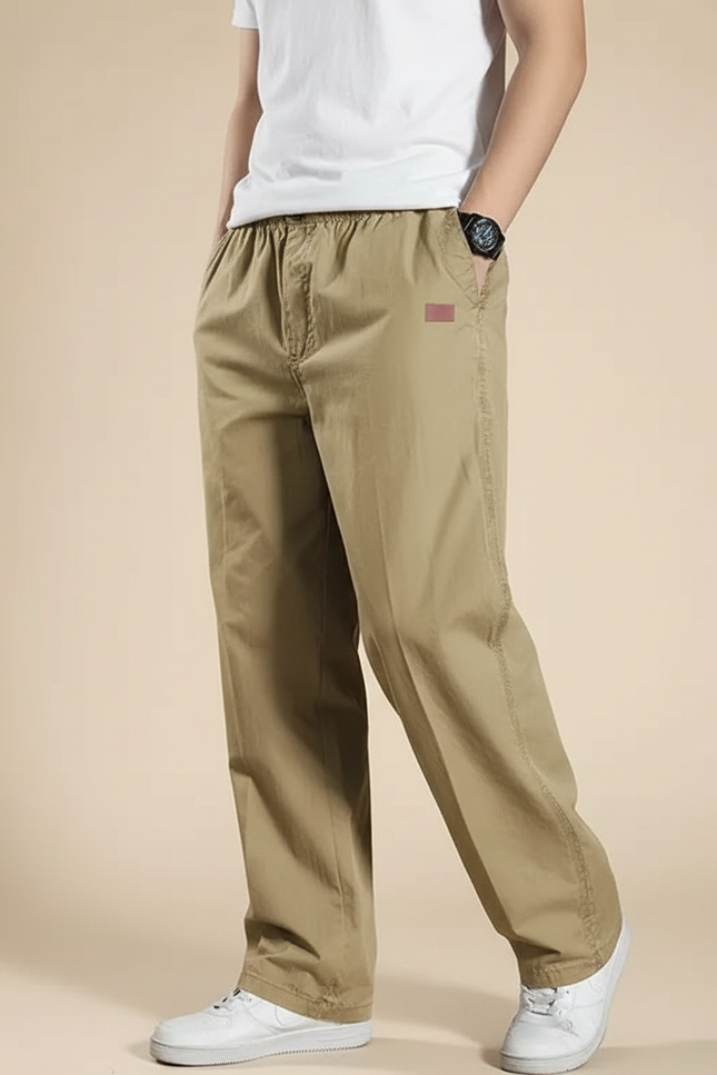 Pantalon Parachute Homme Kaki Large - Toile