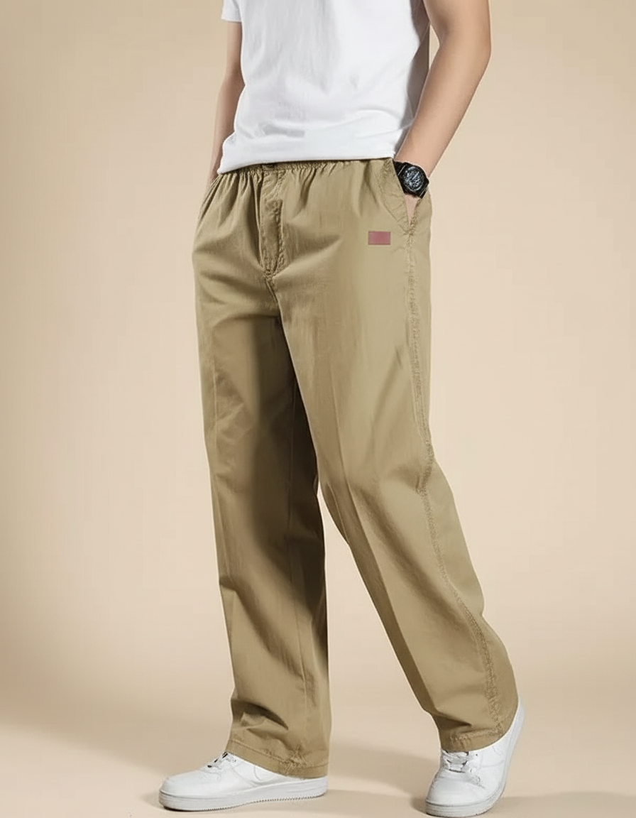 Pantalon Parachute Homme Kaki Large - Toile