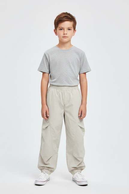 Pantalon Parachute Beige Ample Enfant Décontracté Léger - Polyester
